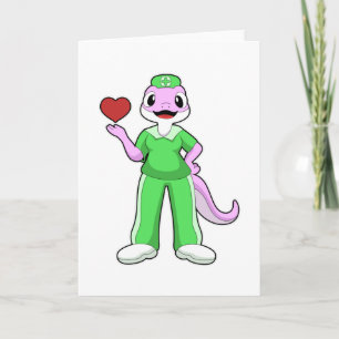 Geko som sjuksköterska med hjärta kort