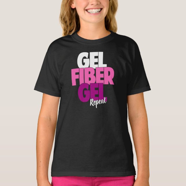 Gel, Fiber, Gel, Upprepa - 3D-fiberstreck T-shirt (Framsida)