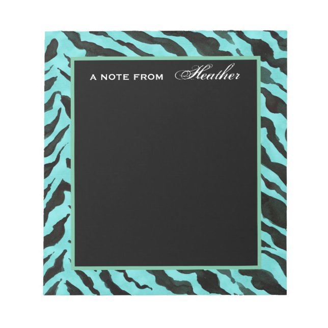Gel Pen Notes Aqua Black Zebra Rand Print Art Anteckningsblock (Framsida)