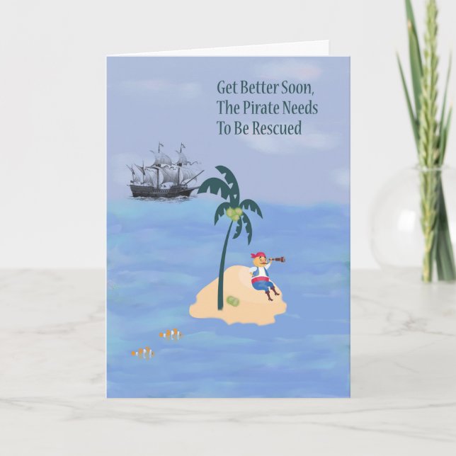 Gel well Card for Young Boy med Pirat Kort (Framsida)