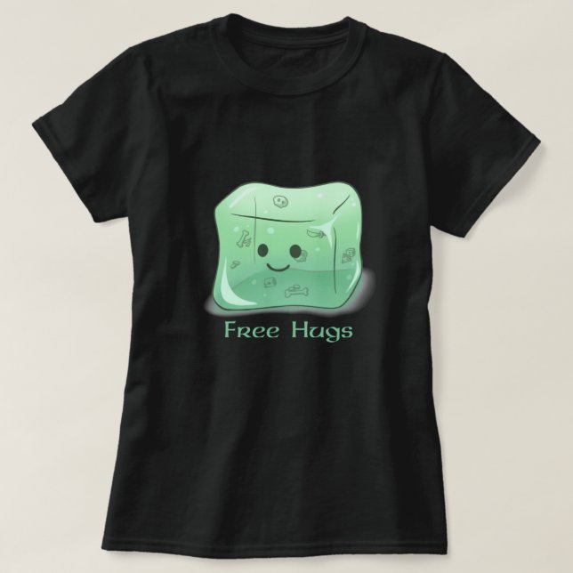 Gelatinous Cube Free Hugs T Shirt (Design framsida)