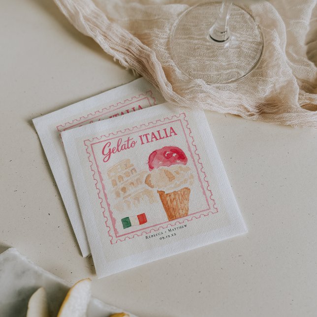 Gelato Italia Stamp | Italian Wedding Bar Pappersservett (Skapare uppladdad)