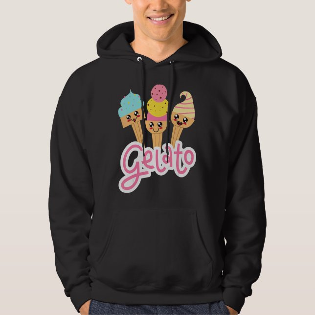 Gelato och den italienska Desserten Gelato Lycklig Hoodie (Framsida)
