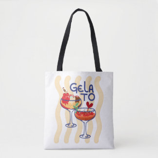 🍦 GELATO – Söt Retro Glass Grafik Tygkasse