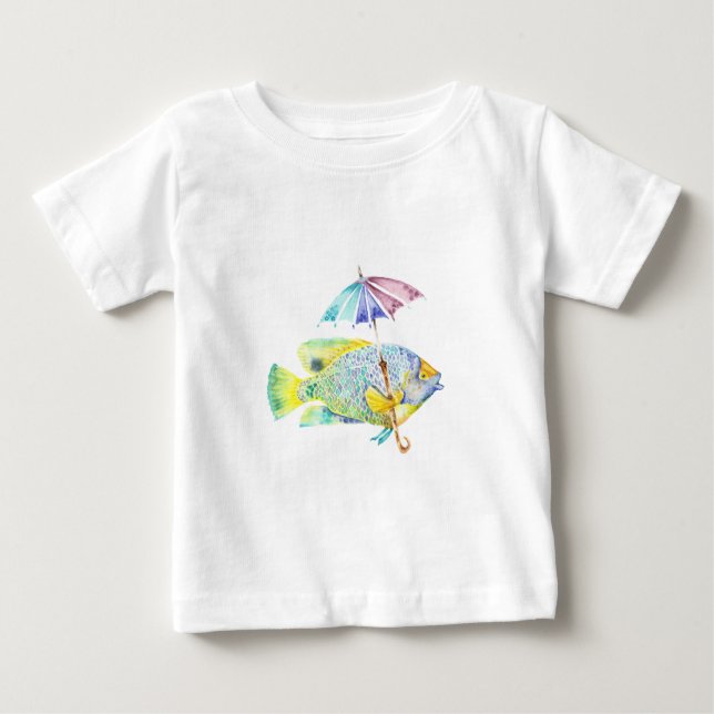 Gelfisk med paraplyer tee (Framsida)