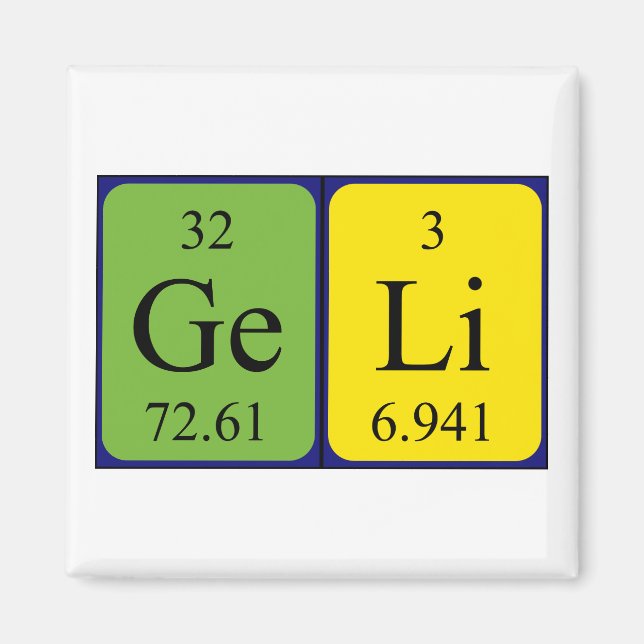 Geli Periodisk magnet bord namn (Framsidan)