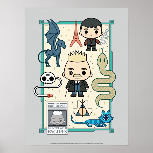 GELLERT GRINDELWALD™ & Barebone-Tecknad Poster (Framsidan)