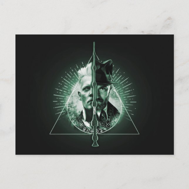 GELLERT GRINDELWALD™ jämfört med Dumbledore Vykort (Framsida)