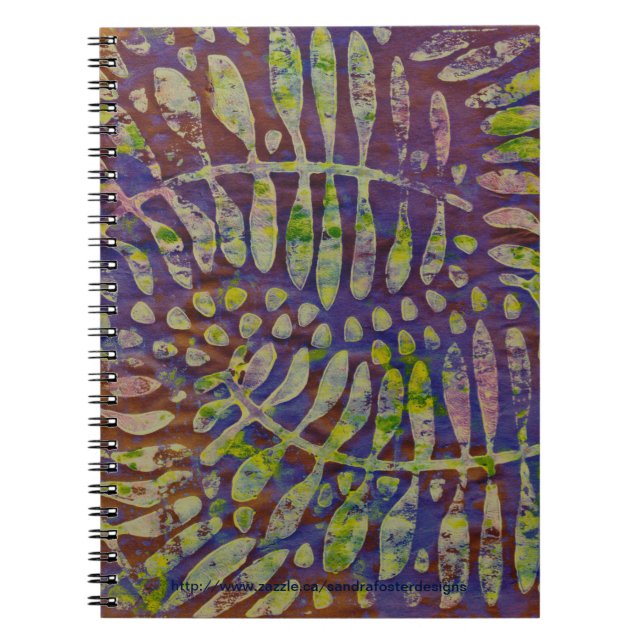 Gelli Print Stencil Abstrakt Art Anteckningsbok (Framsidan)