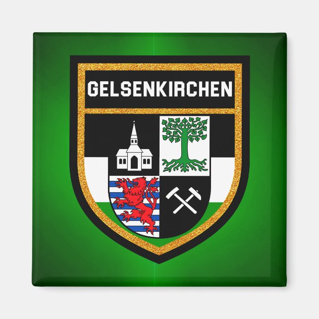 Gelsenkirchen Flagga Magnet (Framsidan)
