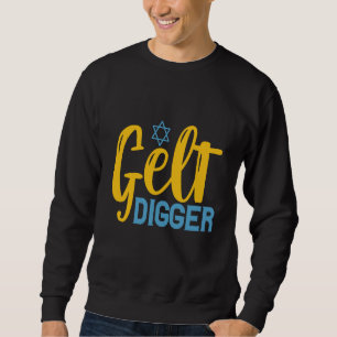 Gelt Digger Funny Hanukkah Gelt Coin Jewish Gift Lång Ärmad Tröja