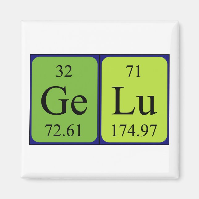 Gelu periodiskt bord namn magnet (Framsidan)
