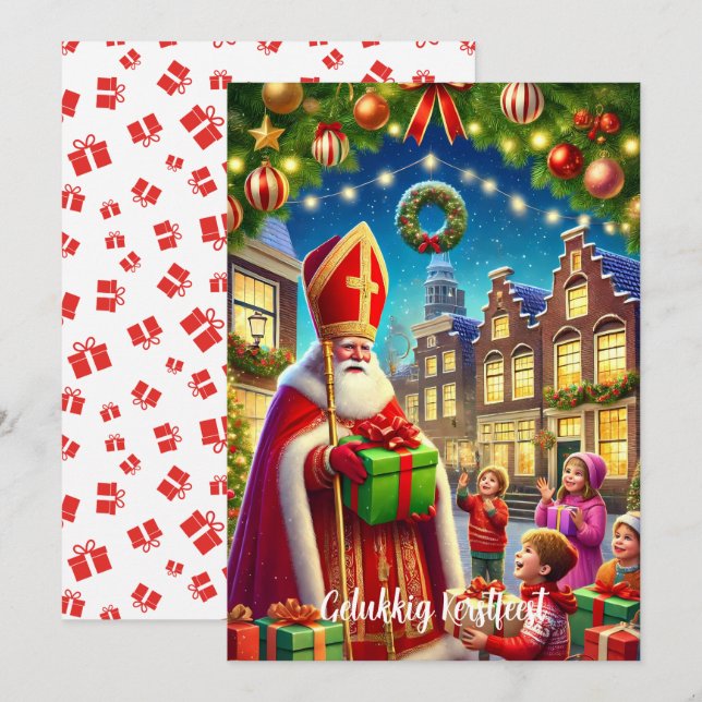 "Gelukkig Kerstfeest" Vintage Nederländska julen (Fram/baksida)