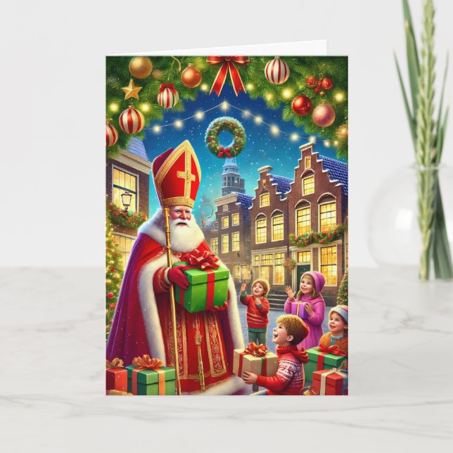 "Gelukkig Kerstfeest" Vintage Nederländska julen Helgkort (Framsida)