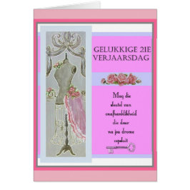 Gelukkige 21e Verjaarsdag Hälsningskort