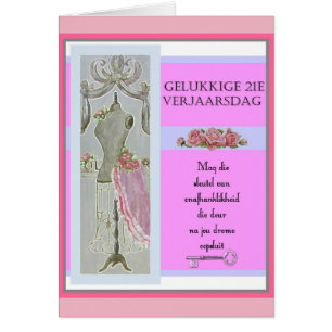 Gelukkige 21e Verjaarsdag Hälsningskort