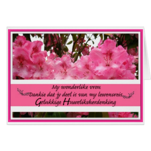 Gelukkige Huweliksherdenking min vrou Hälsningskort (Framsidan Horizontal)