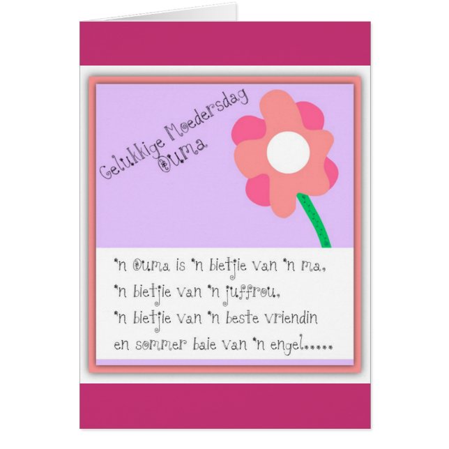 Gelukkige Moedersdag Ouma Hälsningskort (Framsidan)
