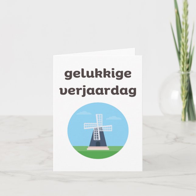 Gelukkige verjaardag, Dutch happy birthday  Kort (Framsida)