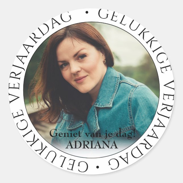 gelukkige verjaardag runt klistermärke (Framsida)