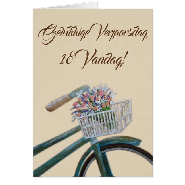 Gelukkige Verjaarsdag 18 vandag! Hälsningskort (Framsidan)
