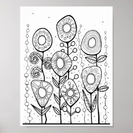 Gem Blomsterträdgård Coloring Page Art Poster