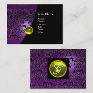 GEM DAMASK MONOGRAM ametyst lila Visitkort