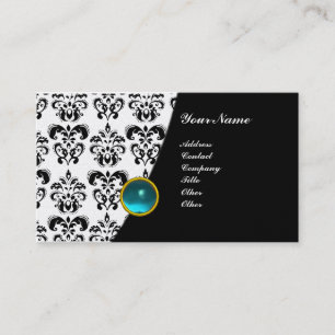 GEM DAMASK MONOGRAM grön smaragd pärl Visitkort