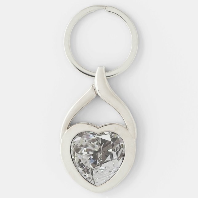 Gem Design Twisted Heart Silverfärgad Nyckelring (Framsidan)