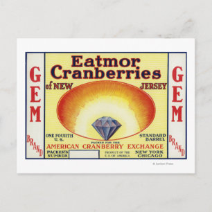 Gem Eatmor Cranbär Brand Label Vykort