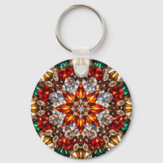 Gem Kaleidoscope Mandala – Sparkling Keychain Nyckelring (Framsida)