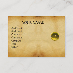 GEM MON,Gult Topaz,Grått Agata, parchment Visitkort