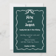 Gem & Pen Wedding-inbjudan Azure