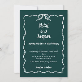 Gem & Pen Wedding-inbjudan Azure Julkort