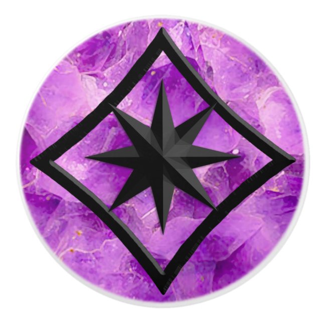 Gem Stone, Amethyst & Black Onyx Ornament Knopp (Framsidan)