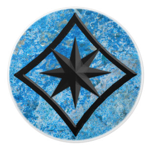 Gem Stone, Blue Granite & Black Onyx Ornament Knopp