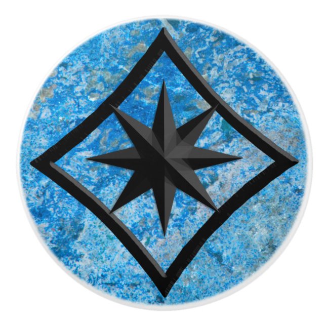 Gem Stone, Blue Granite & Black Onyx Ornament Knopp (Framsidan)