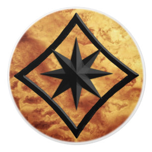 Gem Stone, Guld Tiger Öga & Black Onyx Ornament Knopp