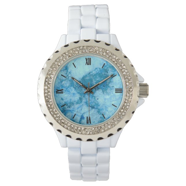 Gem Stone Mönster, Blue Granite Women's Armbandsur (Framsida)