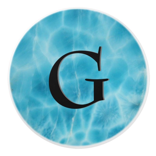 Gem Stone Mönster, Blue Larimar & Black Onyx Knopp (Framsidan)