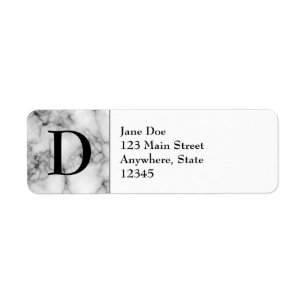 Gem Stone Mönster, Grått / Grått Marble & Monogram Returadress Etikett