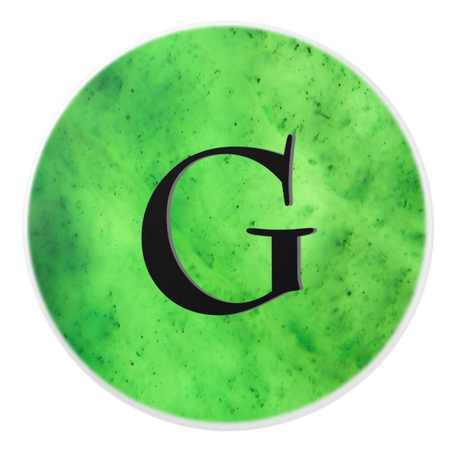 Gem Stone Mönster, Lime Green Jade & Black Onyx Knopp (Framsidan)