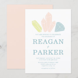 Gem Stones Elegant Rosa Pastel Bröllop Inbjudningar