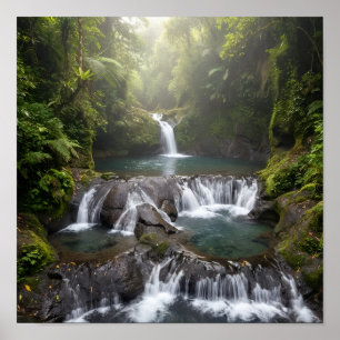 Gembleng vattenfall Bali djungel väggkonst poster
