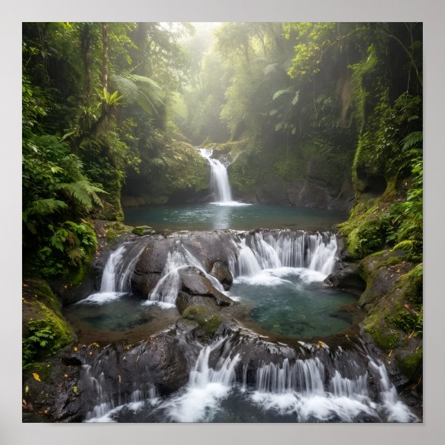 Gembleng vattenfall Bali djungel väggkonst poster (Framsidan)