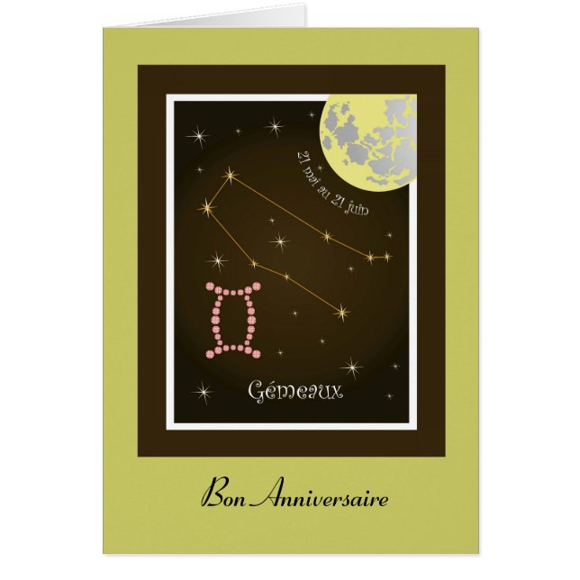 Gémeaux 21 mai au 21 juin Karte Hälsningskort (Framsidan)