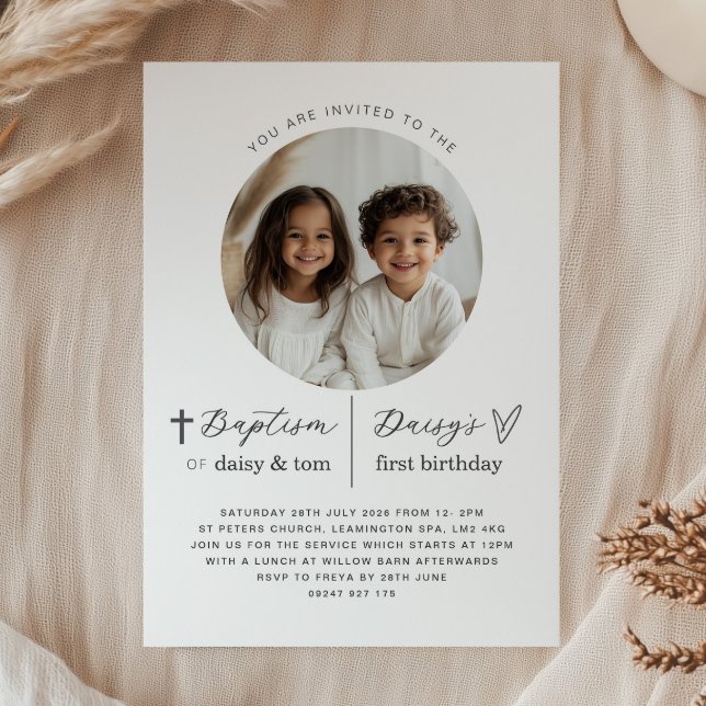 Gemensam baptism och inbjudan till foto på första  (Skapare uppladdad)