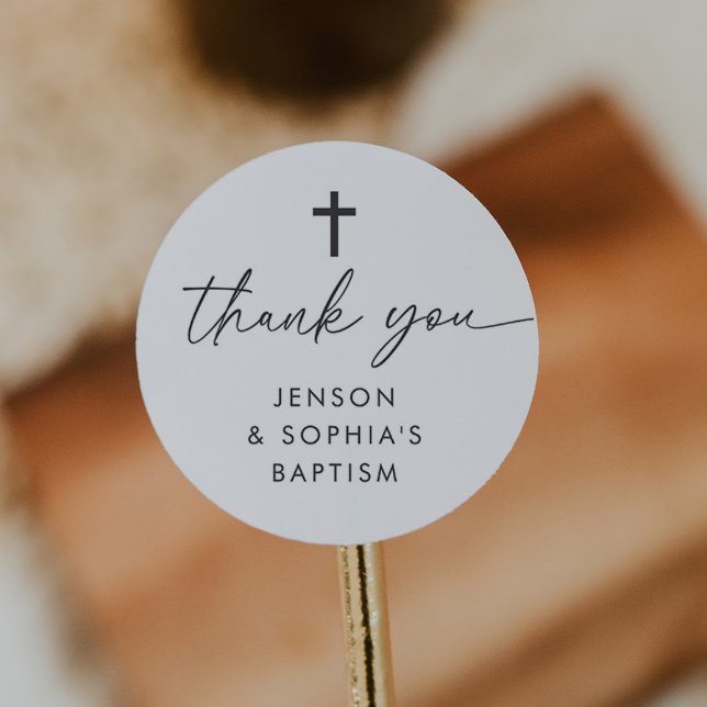 Gemensam baptism runt klistermärke (Zazzle Joint Baptism Classic Round Sticker)