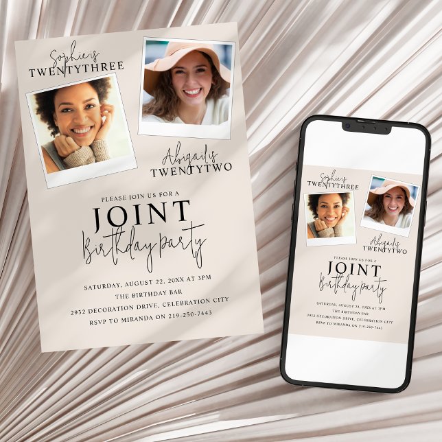 Gemensam födelsedag | 2 Foto-inbjudan Inbjudningar (Skapare uppladdad)