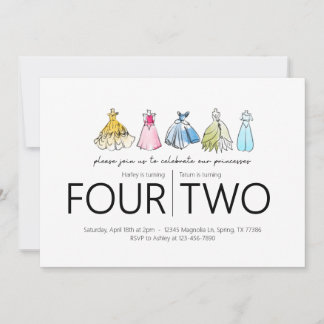 Gemensam Födelsedagsfest - Princess Dacks Theme Inbjudningar